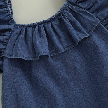 Fly Sleeve Jean Baby Romper