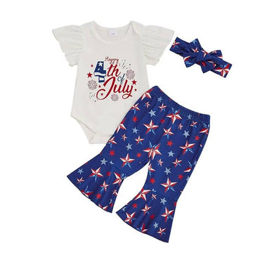 4th of July Flared Pants Baby Set Blue 0-3 M