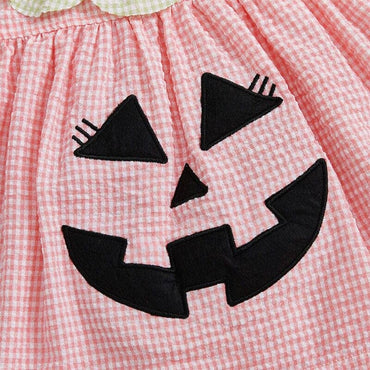 Ruffle Collar Plaid Halloween Baby Set