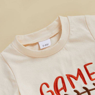Short Sleeve Game Day Plaid Baby Set