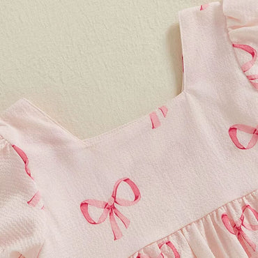 Puff Sleeve Bows Toddler Dress