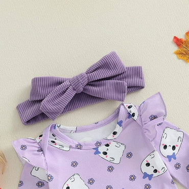 Long Sleeve Purple Corduroy Ghost Baby Set