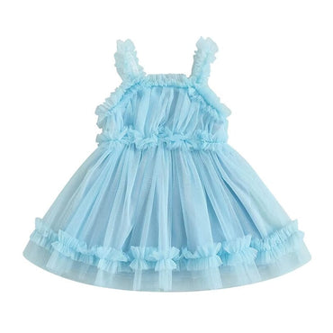 Sleeveless Tulle Toddler Dress Blue 9-12 M