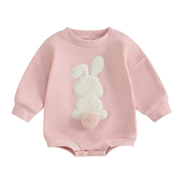 Long Sleeve Fluffy Bunny Baby Bodysuit Pink 3-6 M