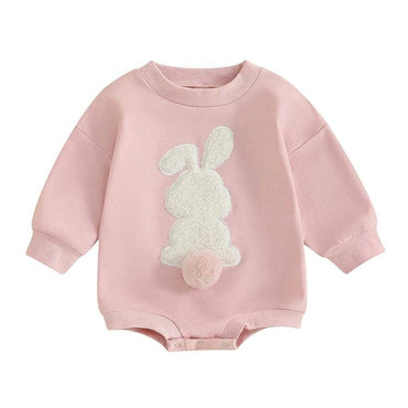 Long Sleeve Fluffy Bunny Baby Bodysuit Pink 3-6 M