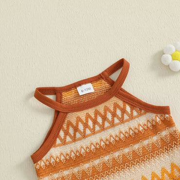 Sleeveless Boho Knit Jeans Toddler Set