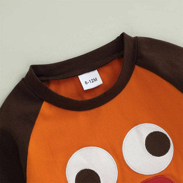 Long Sleeve Turkey Striped Pants Baby Set