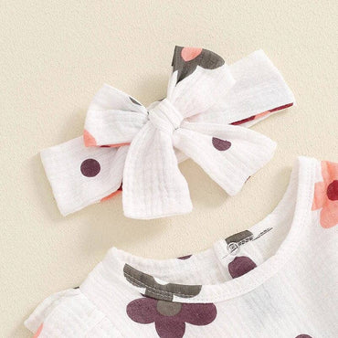 Long Sleeve White Floral Baby Romper