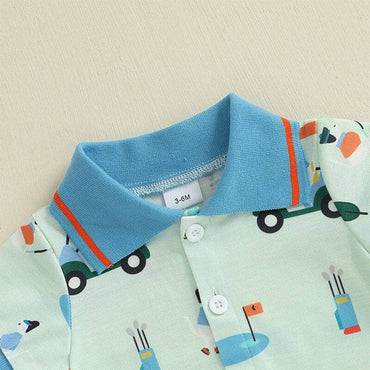 Short Sleeve Golf Collar Baby Romper