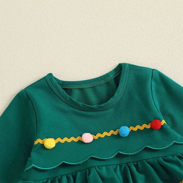 Long Sleeve Green Christmas Baby Romper