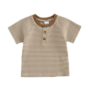 Short Sleeve Striped Toddler Tee Brown 3-6 M