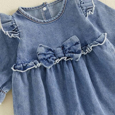 Long Sleeve Denim Ruffles Baby Jumpsuit