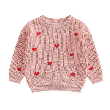 Hearts Knitted Baby Sweater Pink 0-3 M