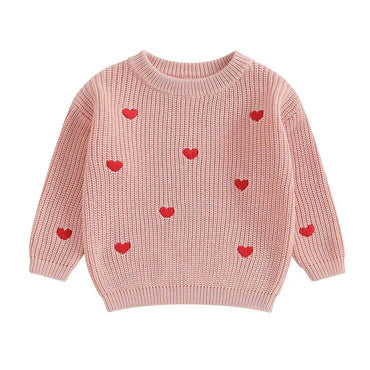 Hearts Knitted Baby Sweater Pink 0-3 M