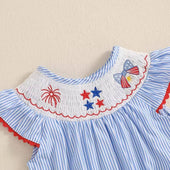 Fly Sleeve Stripes 4th of July Baby Romper