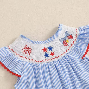 Fly Sleeve Stripes 4th of July Baby Romper