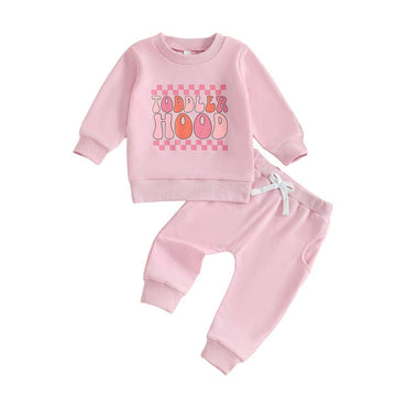 Long Sleeve Toddler Hood Set Pink 3-6 M