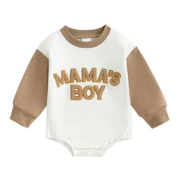 Long Sleeve Mama's Boy Baby Bodysuit Khaki 0-3 M