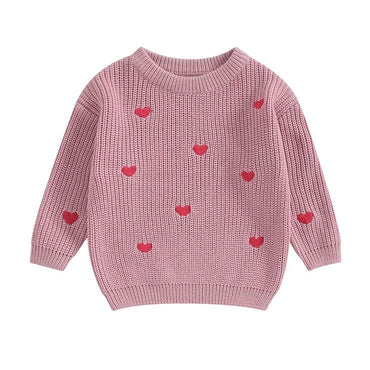 Hearts Knitted Baby Sweater Purple 0-3 M