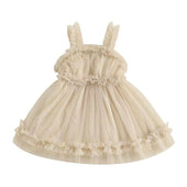 Sleeveless Tulle Toddler Dress Beige 9-12 M