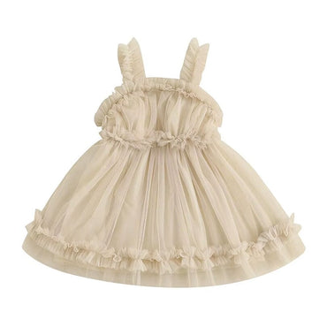 Sleeveless Tulle Toddler Dress Beige 9-12 M