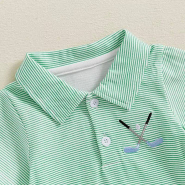 Short Sleeve Striped Golf Baby Romper