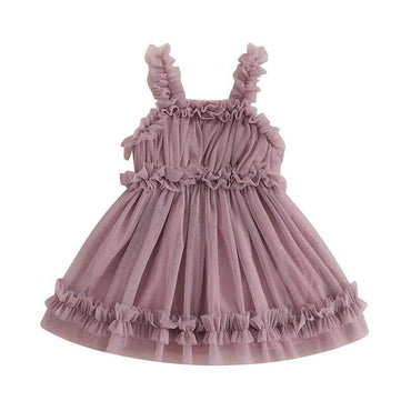 Sleeveless Tulle Toddler Dress Purple 9-12 M