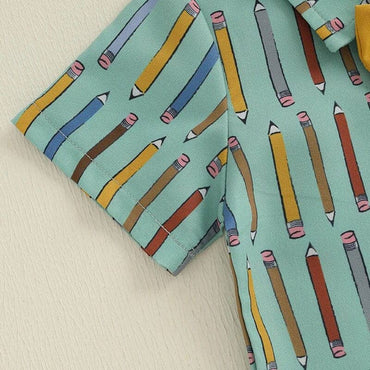 Short Sleeve Pencil Solid Shorts Toddler Set