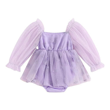 Long Sleeve Butterfly Baby Romper Purple 3-6 M