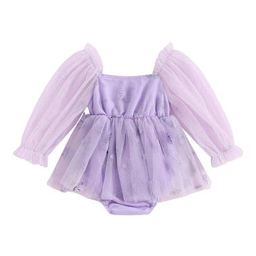 Long Sleeve Butterfly Baby Romper Purple 3-6 M