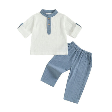 Long Sleeve Collar Button-Up Toddler Set