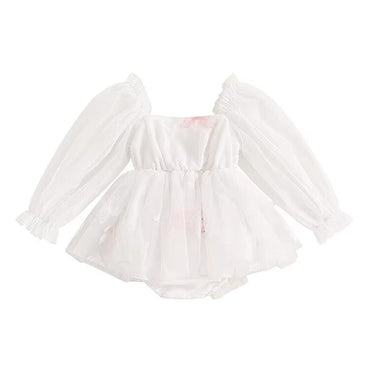 Long Sleeve Butterfly Baby Romper White 3-6 M