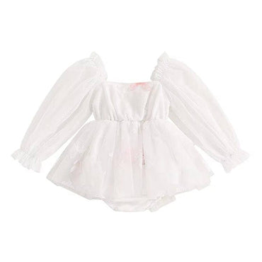 Long Sleeve Butterfly Baby Romper White 3-6 M