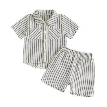 Short Sleeve Striped Shirt Toddler Set