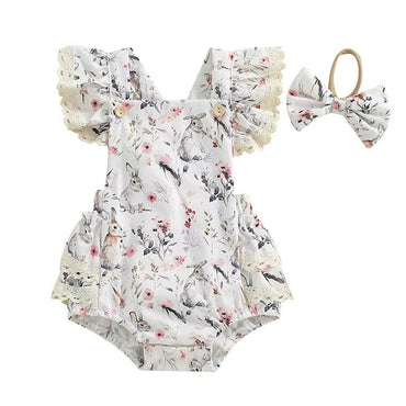 Fly Sleeve Easter Lace Baby Romper