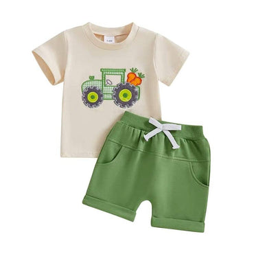 Short Sleeve Easter Tractor Baby Set