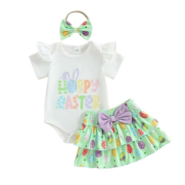 Happy Easter Tiered Skirt Baby Set Green 0-3 M