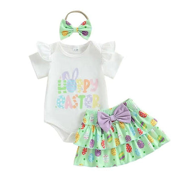 Happy Easter Tiered Skirt Baby Set Green 0-3 M