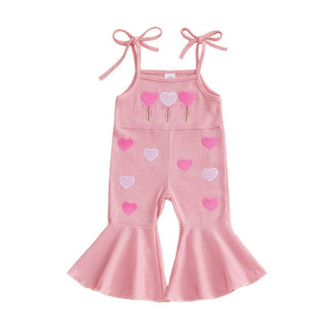 Tie-Up Balloon Heart Flared Toddler Jumpsuit