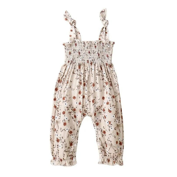 Tie Straps Floral Baby Jumpsuit
