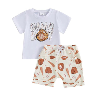 Short Sleeve Game Day Baseball Baby Set