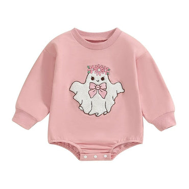 Long Sleeve Pink Ghost Baby Bodysuit