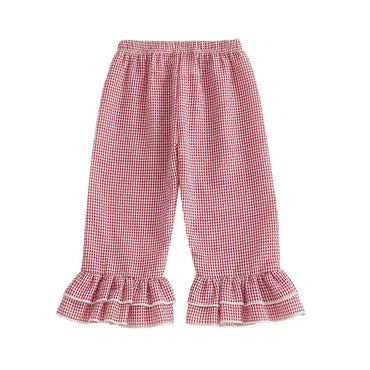 Gingham Retro Flared Toddler Pants Red 9-12 M