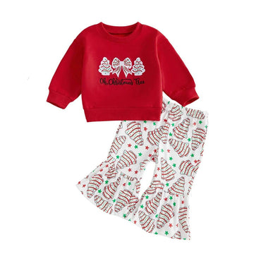 Christmas Tree Flared Pants Toddler Set