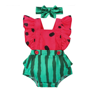 Watermelon Ruffled Baby Romper