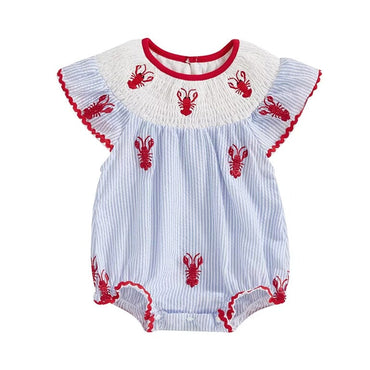 Smocked Lobster Baby Romper