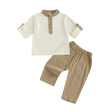 Long Sleeve Collar Button-Up Toddler Set