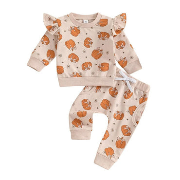 Halloween Pumpkin Ruffled Baby Set