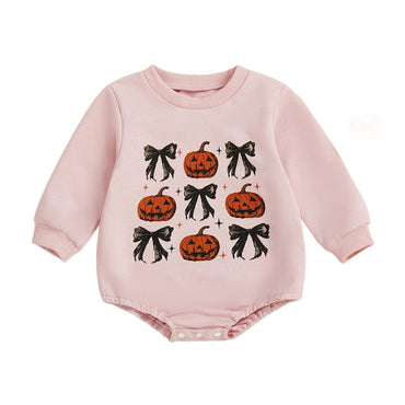 Long Sleeve Halloween Bows Baby Bodysuit Pink 0-3 M