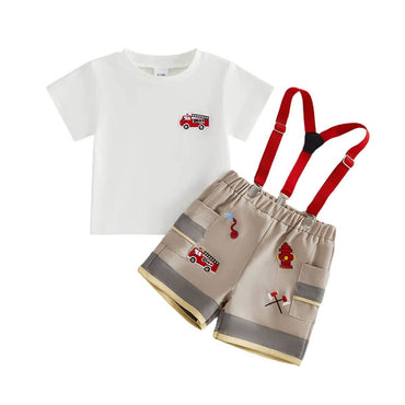 Short Sleeve Firefighter Baby Set